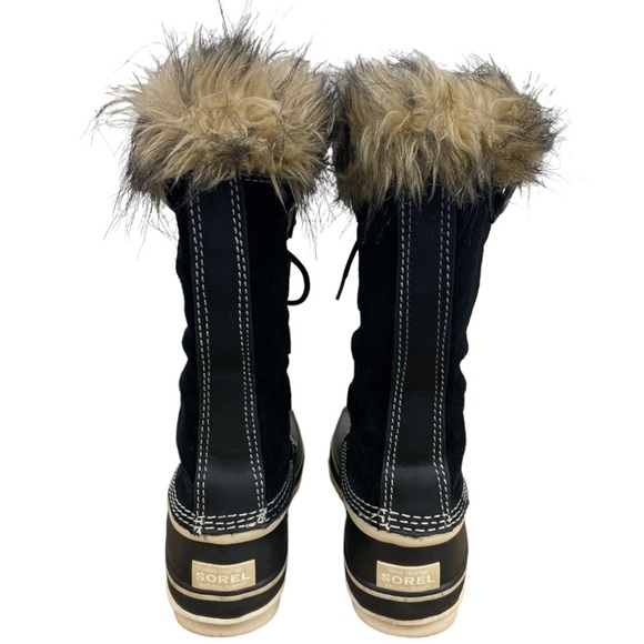 SOREL Joan of Arctic Black Suede Snow Boots with Faux Fur - Picture 3 of 11
